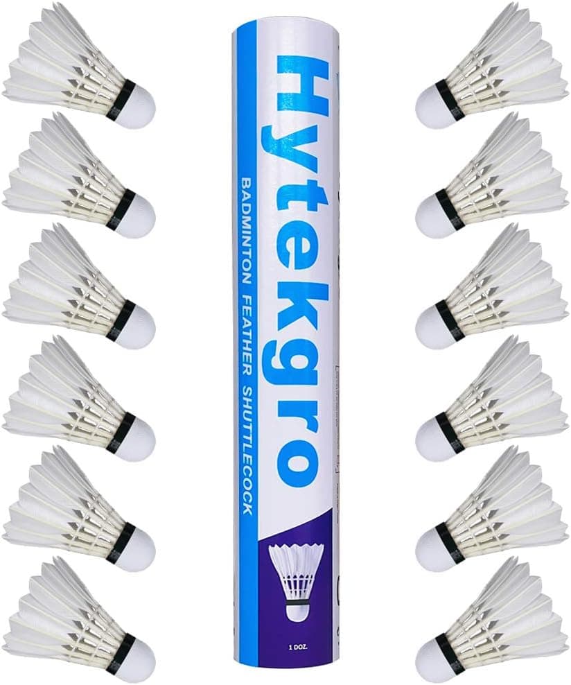Hytekgro Badminton Birdie 12-Pack, Professional Badminton Shuttlecocks Feather Ball with Great Durability Stability and Balance for All Ages and Players.