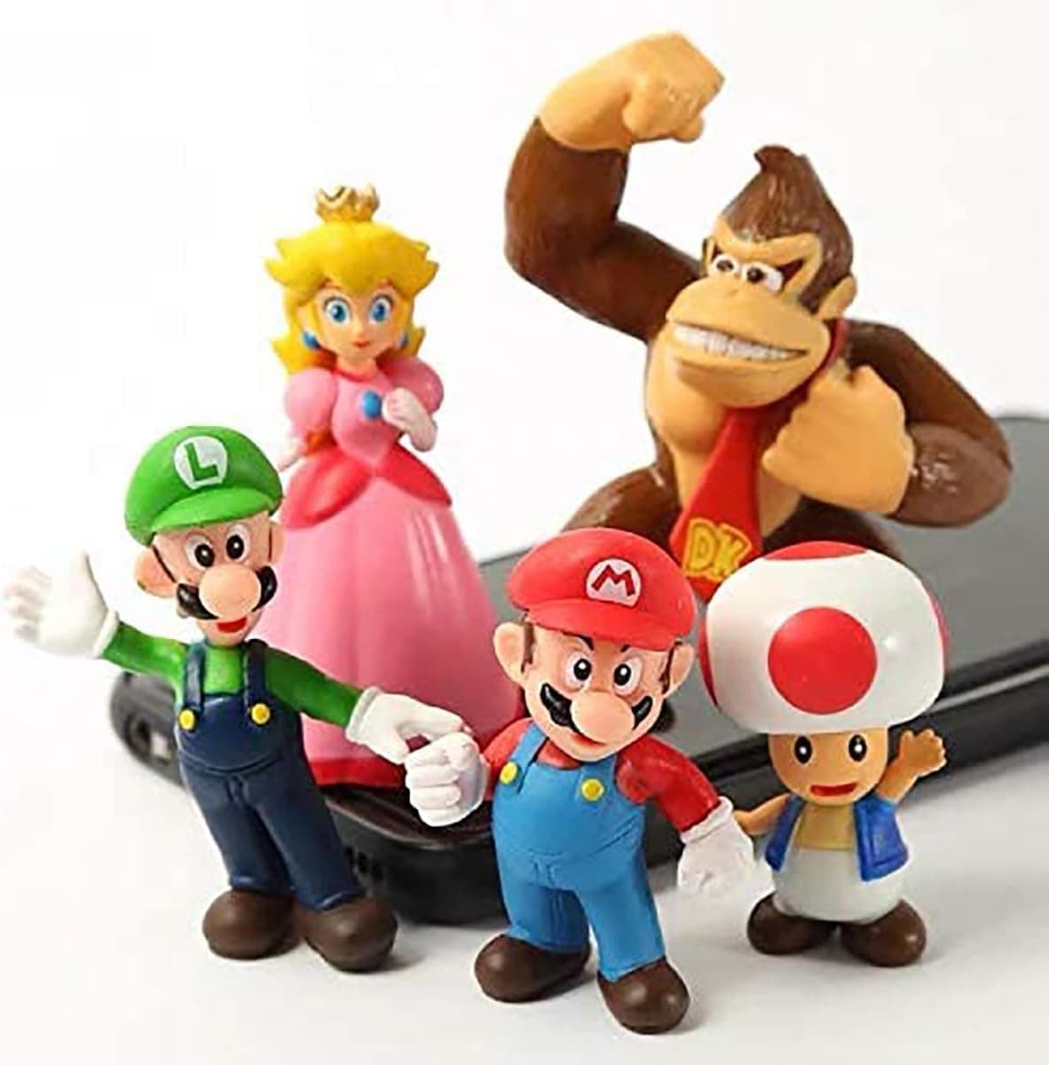 ChezMax 6Pcs Mario Cake Toppers Figures Toys, Birthday Party Cupcake Decorations, Collection Playset 1.5"- 2"