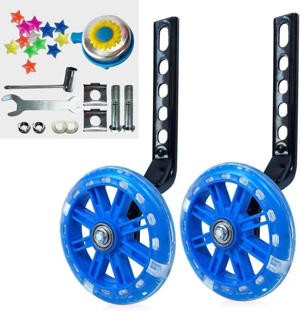 DDJKCZ Training Wheels Flash Mute Wheel Bicycle Compatible for Bikes of 12 14 16 18 20 Inch