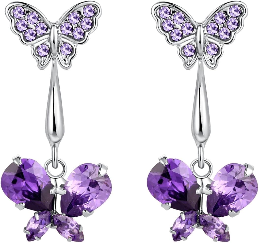 Butterfly Chase Crystal Earrings (Purple) 1105801
