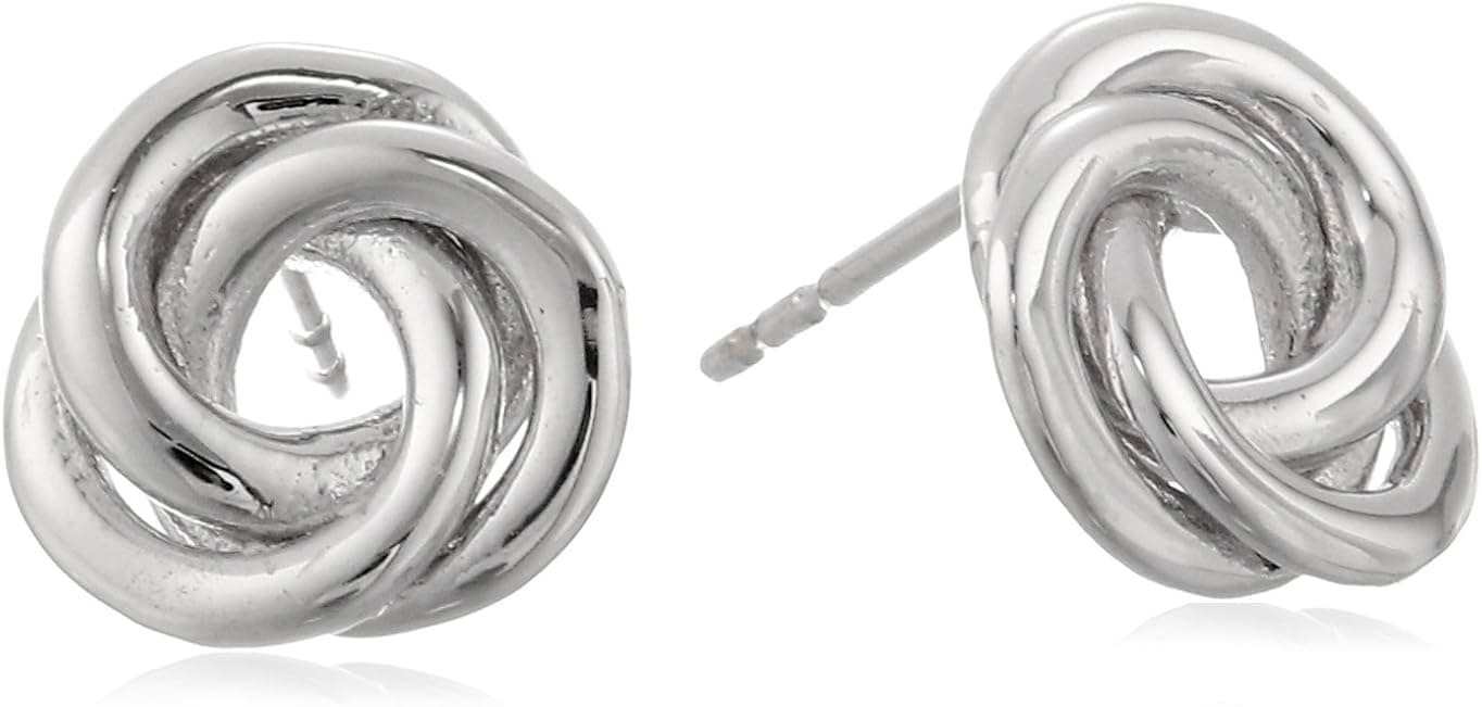 Amazon Collection 14k Gold High Polish Love Knot Stud Earrings