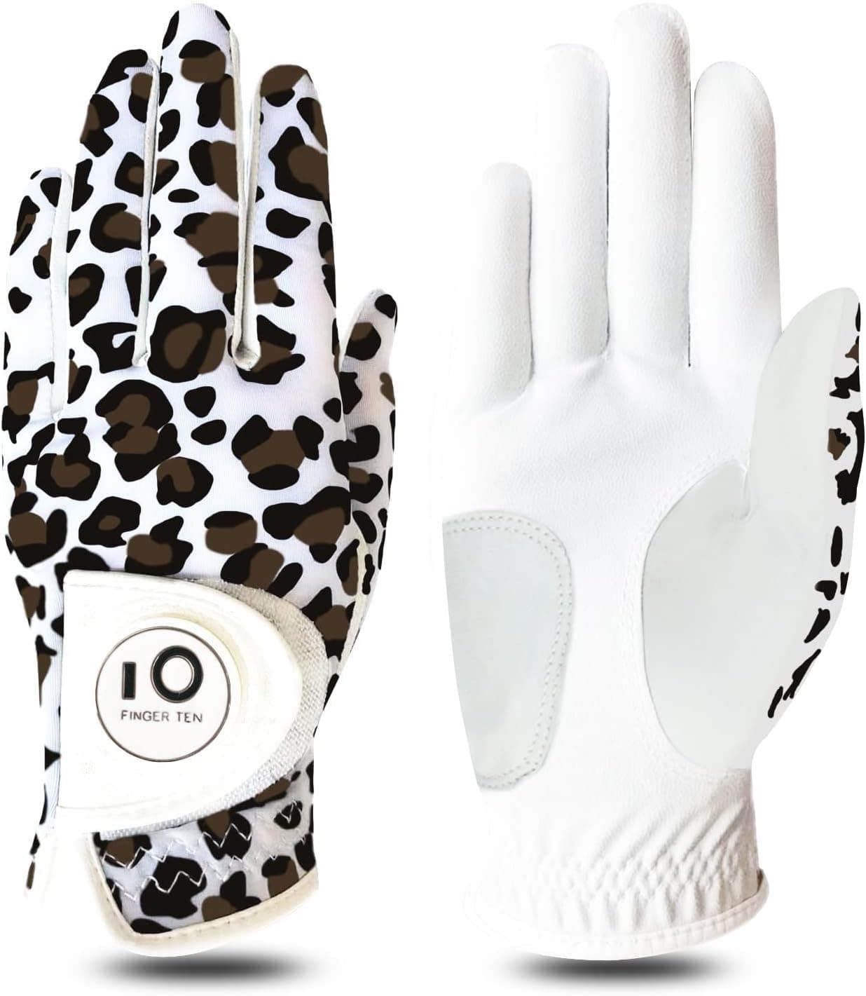 Golf Gloves Women Left Hand Right Leather with Ball Marker Full Finger/Nail Colors Pack, Womens Ladies Fashion All Weather Grip, Fit Size S M L XL