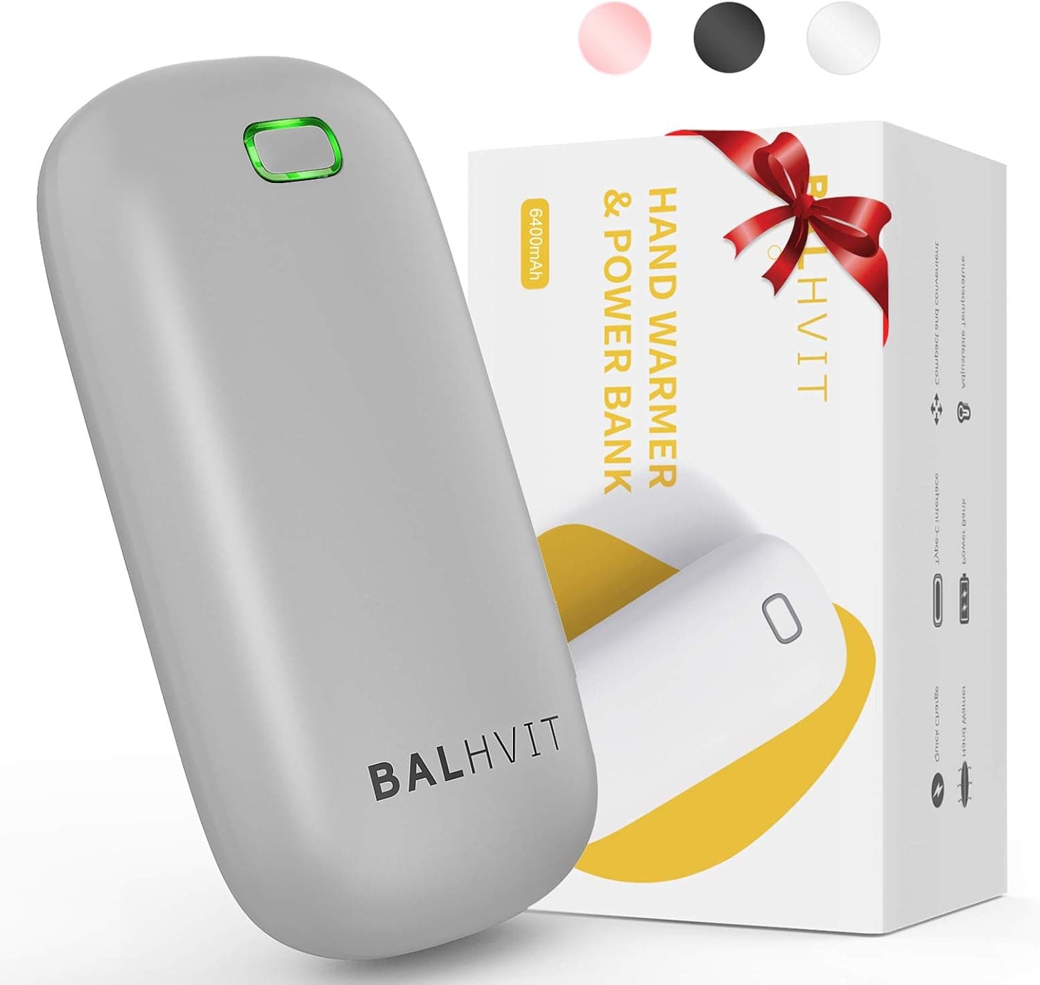 Balhvit 2s Instant Heating Rechargeable Hand Warmer, 6400mAh 5-10H Electric Hand Warmer Heater, Portable Pocket USB Battery Power Bank Reusable Hand Warmer for Outdoor Sports Warm Gifts for Women Men