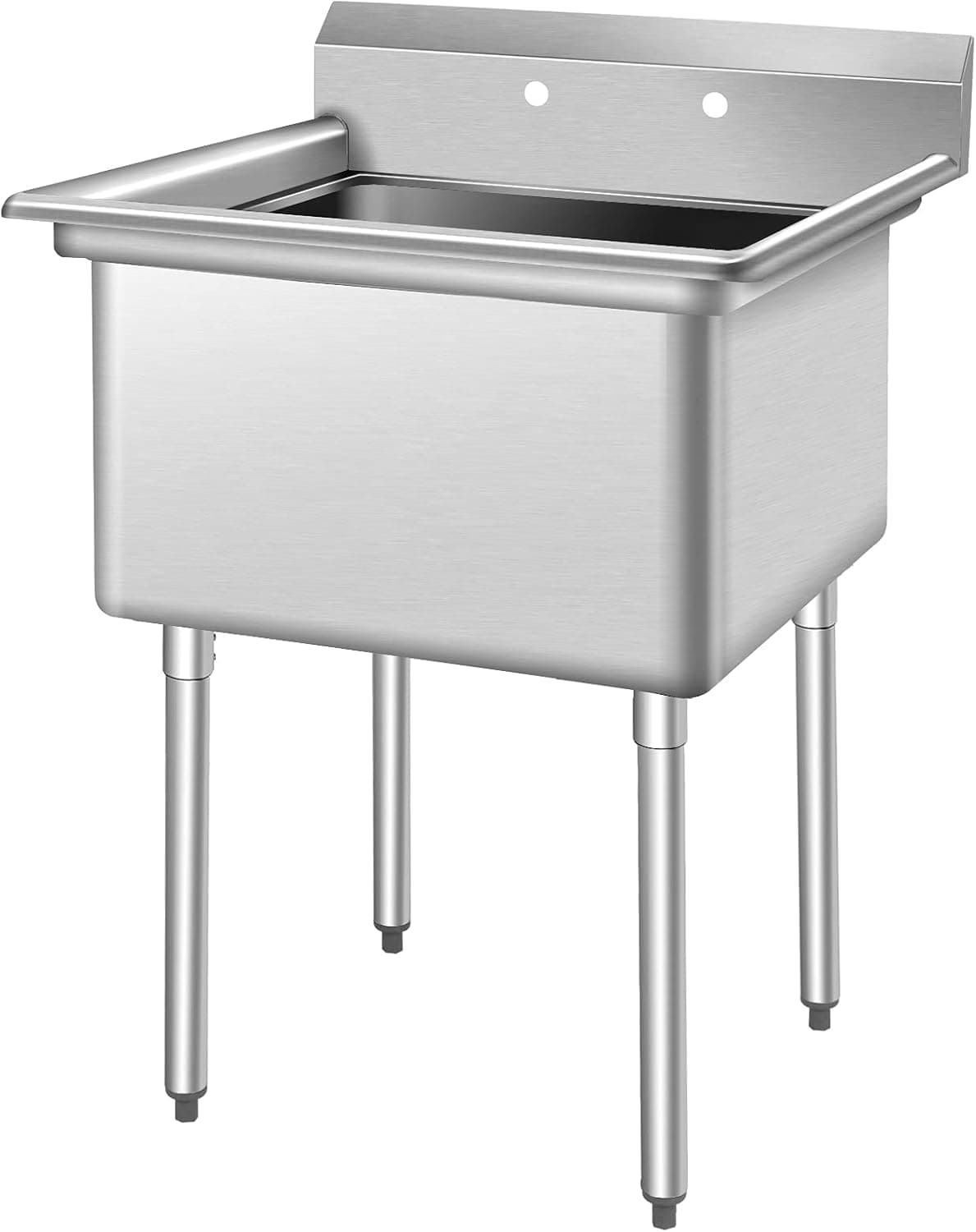 Giantex Stainless Steel Utility Sink, 304 Commercial Sink with Backsplash, Drain Strainer, Adjustable Bullet Feet, Deep Oversized 32 Gallons 30’’ Wide Compartment Sink for Laundry, Garage, Kitchen