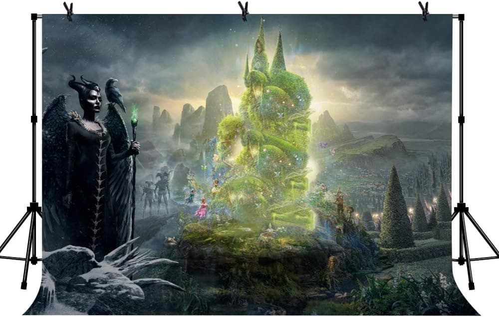 LYLYCTY 7x5ft Movie Backdrop for Maleficent Theme Party Ideas Cartoon Photography Background Halloween Birthday Party Decoration Banner Studio Props LYZD003