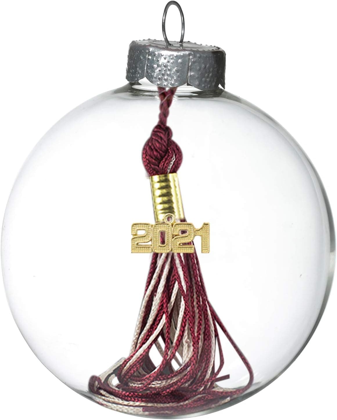 Tassel Depot 2021 Graduation Ornament - Over a Hundred Colors Available -Maroon/White