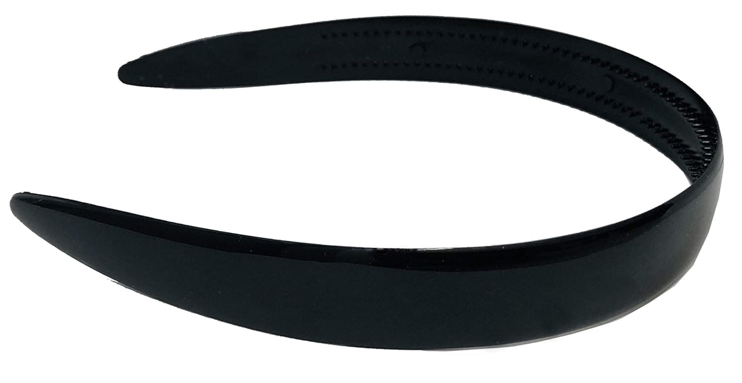 Parcelona French Plain Black Celluloid Acetate Flexible Comfortable Hair Head Band Headband