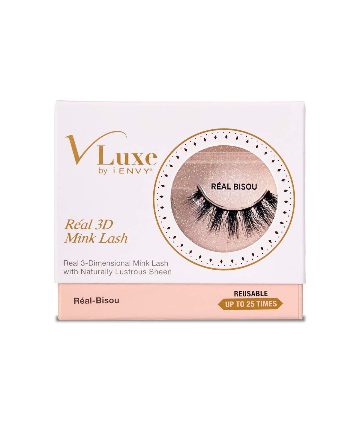 VLuxe by i ENVY Real 3D Mink Lash Eyelash Real Bisou VLER01 Naturally lustrous sheen, Reusable