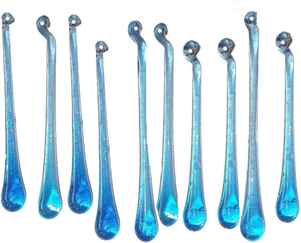 Egypt gift shops 10 Hand Blown Classic Czech Blue Glass Icicle Drops Tree Ornaments Lamp Work Parts Prisms Sun Catchers Finials Eye Tears Jewelry Components
