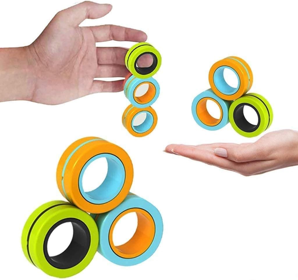 sunsoy Magnetic Toy Magnetic Rings Toys Colorful Unzip Finger Game Finger Toy Fingle Ring Magical Ring, 8pcs, Random Color