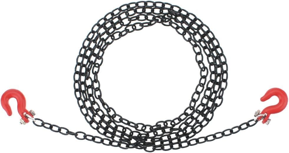 HobbyMarking RC 1/10 Scale Metal 990mm Long Chain with Red Tow Hooks for RC Crawler D90 Axial SCX10 Tamiya RC Car Accessories