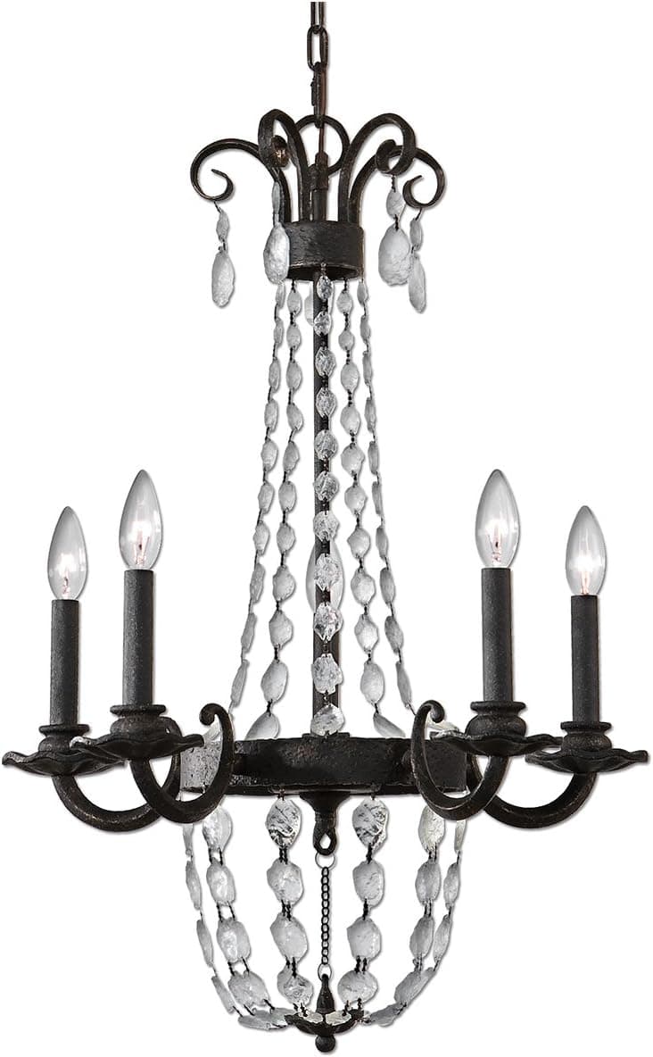Uttermost 21274 Icelandia 5 Light Textured Chandelier, Black