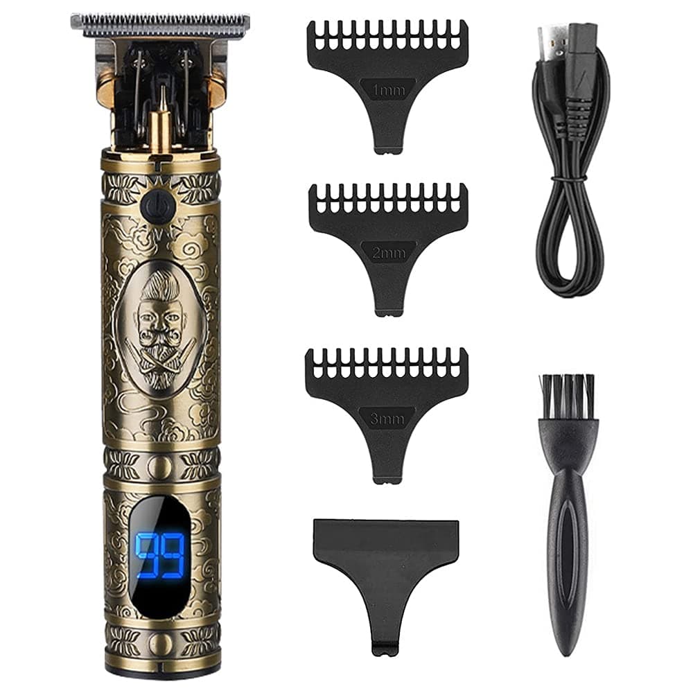 Hair Clippers for Men, 2021 zero gapped trimmer Electric Pro Li Outline LED Display Hair Trimmer with Low Noise Adjustable Cordless Rechargeable Grooming Kit for Men, Home, Barber (A Gold#1)