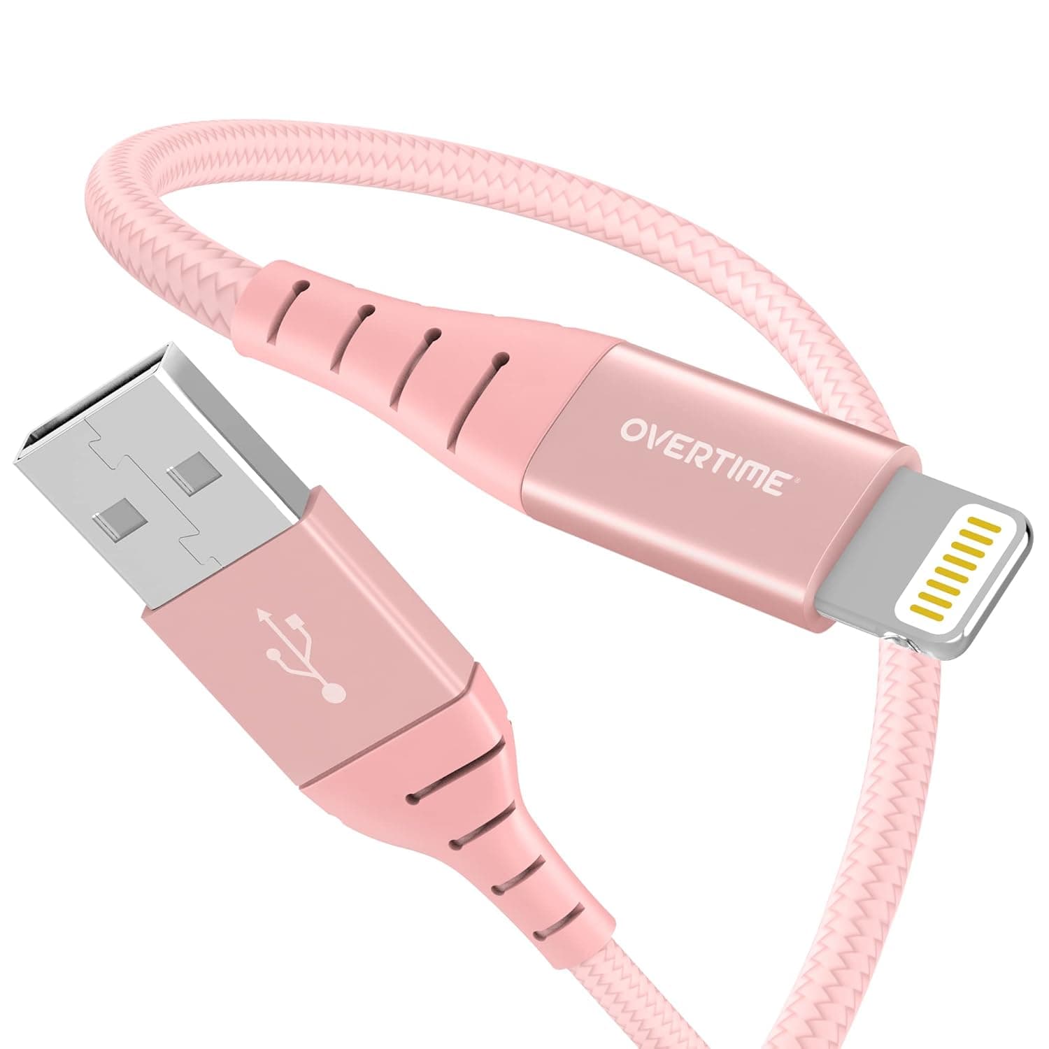 Overtime iPhone Charger Cable (4 Pack), Apple MFi Certified Lightning Cable 6ft Braided Nylon USB Cord for iPhone 14/13/12/11/Pro/Max/Mini/SE/XR/XS/X/8/7/Plus/6/6S/SE, iPad/iPad Air/Mini, Rose Gold