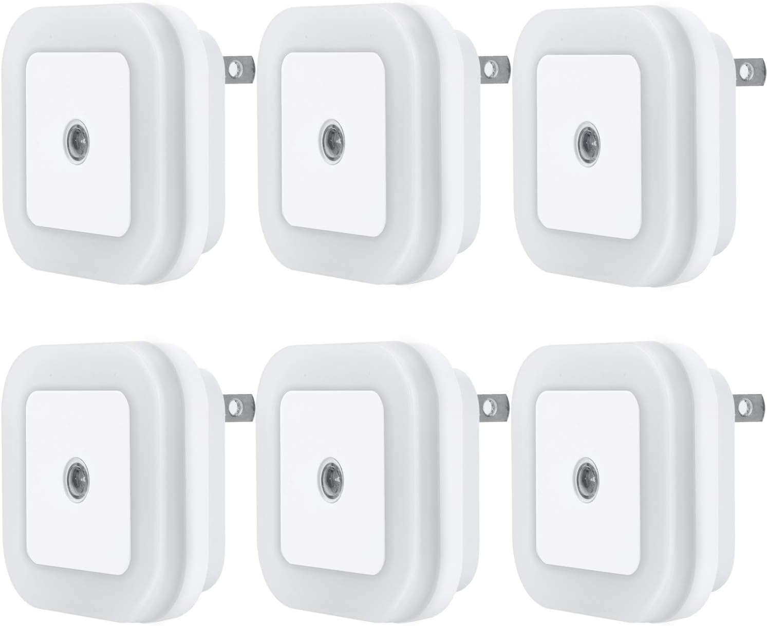 HAKOL LED Night Light Lamp with Smart Sensor Dusk to Dawn Sensor, Daylight White, 0.5W Plug-in, 6-Pack