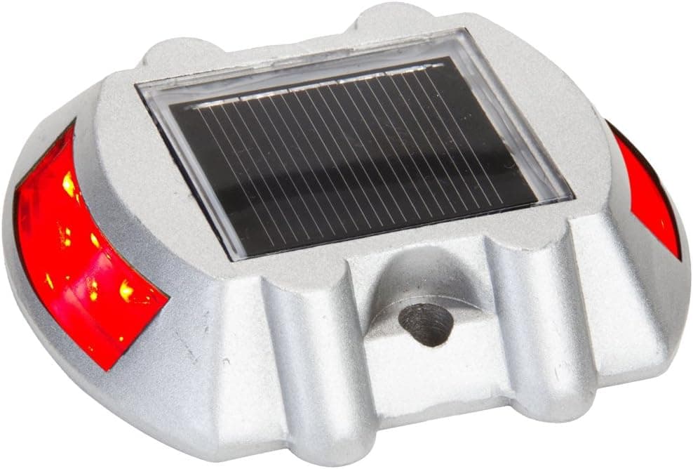 XIQI® Solar Power 6 LED Outdoor Road Stud Driveway Mountain Roads Aboard Ships watercrafts Pathway Dock Spike Light Lamp,Static Light Mode (RED Light)