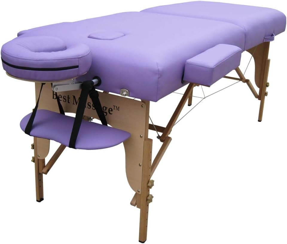 77" Long 3" Pad Purple Portable Massage Table with Free Adjustable Head Rest and Carry Case