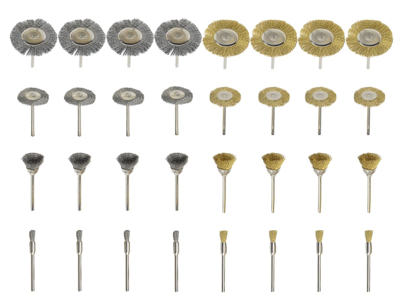 TOVOT 32 PCS(8 Type) Brass Wire Wheel Brushes for Dremel Accessories Rotary Tools Polish Clean Tools