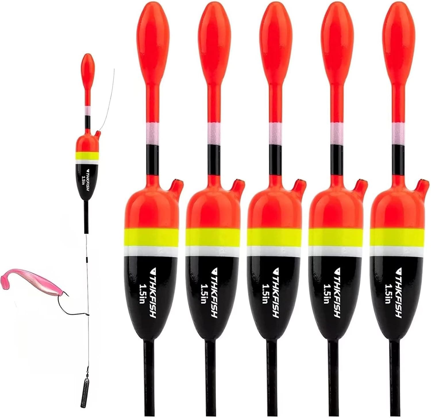 THKFISH Fishing Bobbers Fishing Floats and Bobbers Slip Bobbers for Fishing Balsa Floats Crappie Fishing Bobbers 1/6oz(3.47"X0.47"X6.73") 3/8oz(3.84"X0.6"X 7.2") 1/2oz(4.13"X0.75"X7.87")