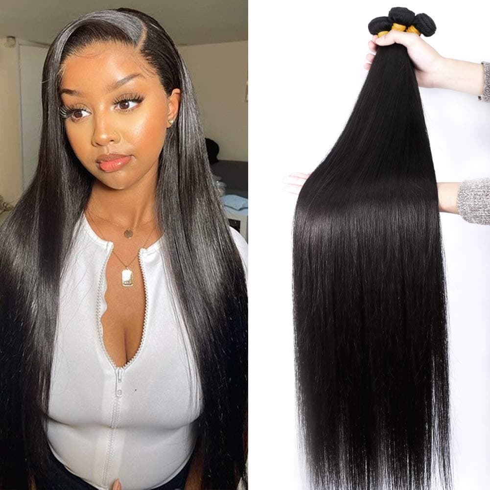 10A Straight Bundles Human Hair 100% Virgin Brazilian Hair 3 Bundles Straight Weave Human Hair Bundles Unprocessed Remy Hair Bundles (18 20 22)