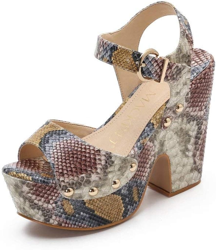 MACKIN J 259-1 Women's Platform Wedge Sandals Ankle Strap Chunky Heel Dress Sandals