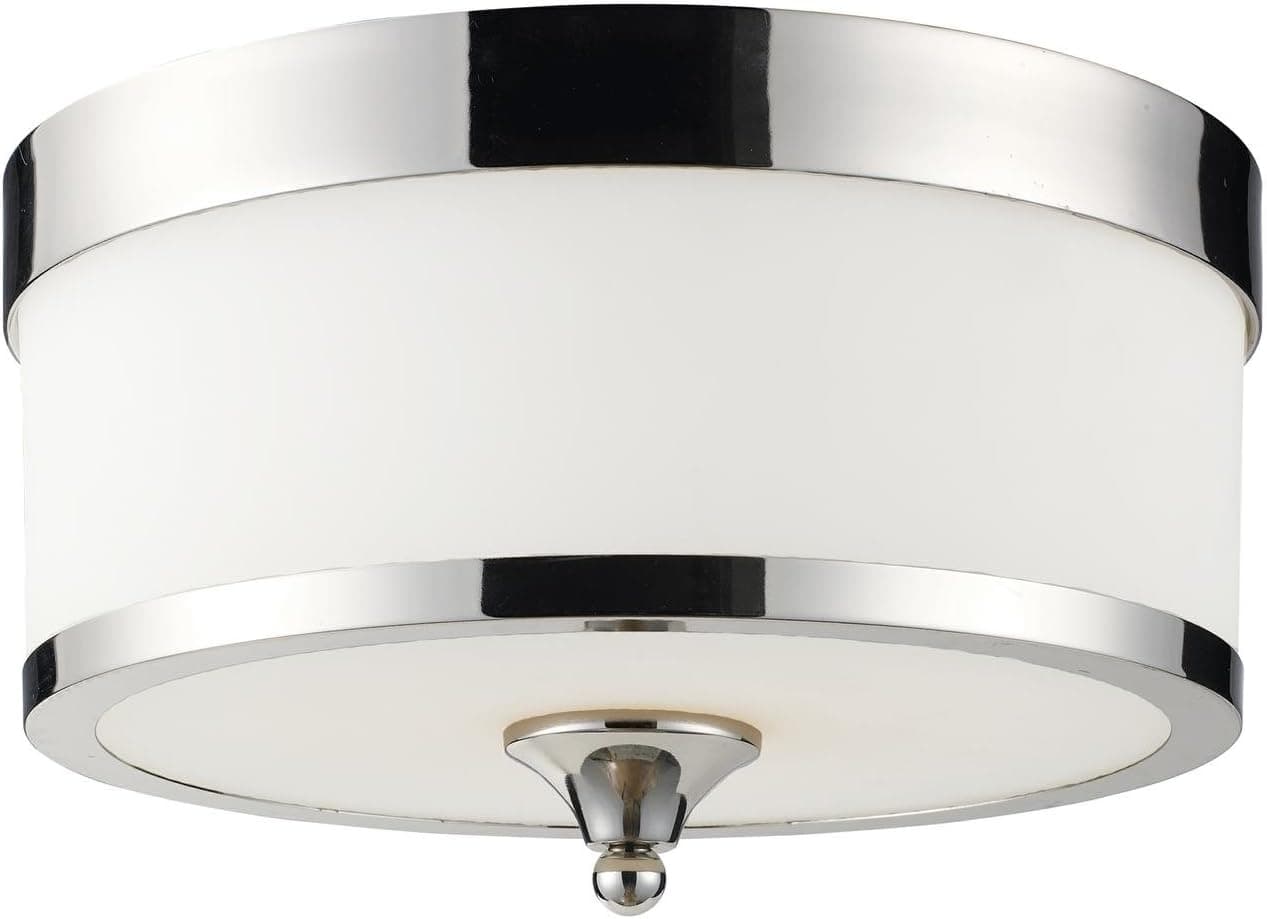 Z-Lite 307F-CH Cosmopolitan Three Light Flush Mount, Metal Frame, Chrome Finish and White Shade of Glass Material