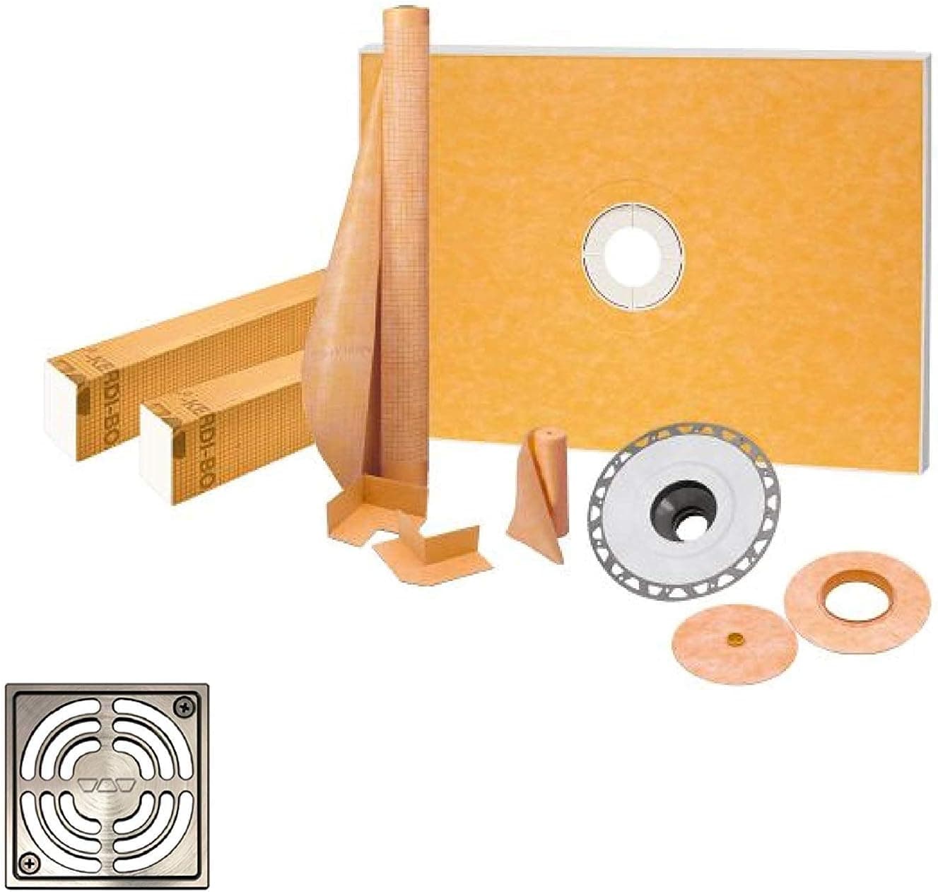 Schluter Kerdi 48" x 72" Shower Kit With Brushed Nickel Drain