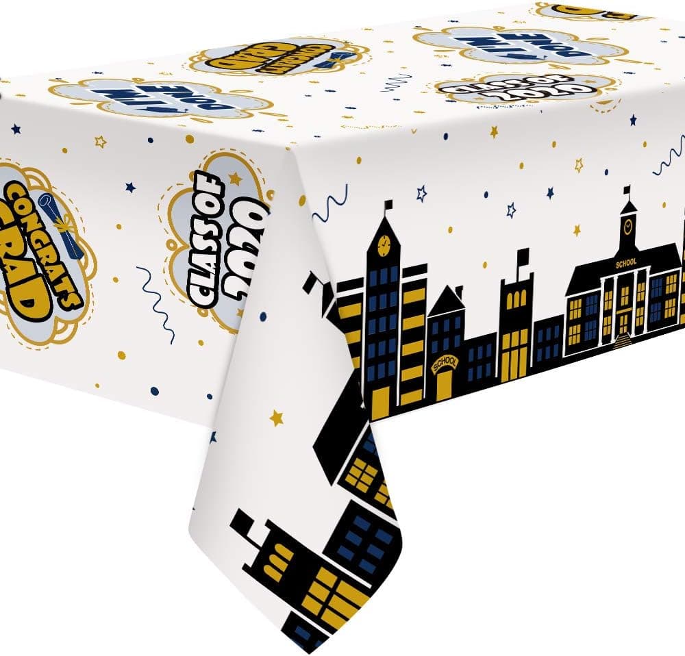 Ardour Van Sudopo 3 Packs Graduation Plastic Table Cover, 2020 Congrats Grad Disposable Plastic Tablecloth, 54x108 Inches Graduation Party Decorations