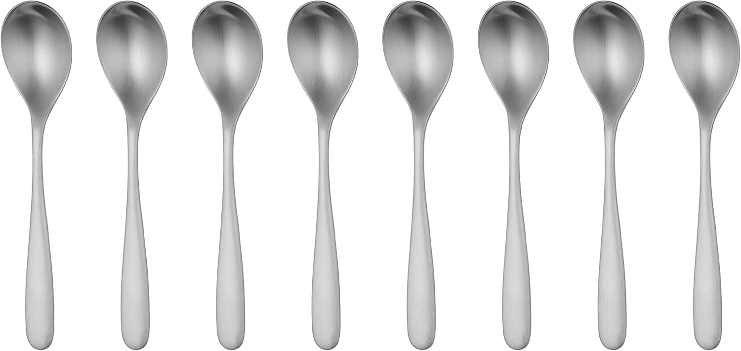 Robert Welch Stanton Satin Coffee/Espresso Spoons, Set of 8. Suitable for Espresso, Small Coffee. Made from Stainless Steel. Dishwasher Safe