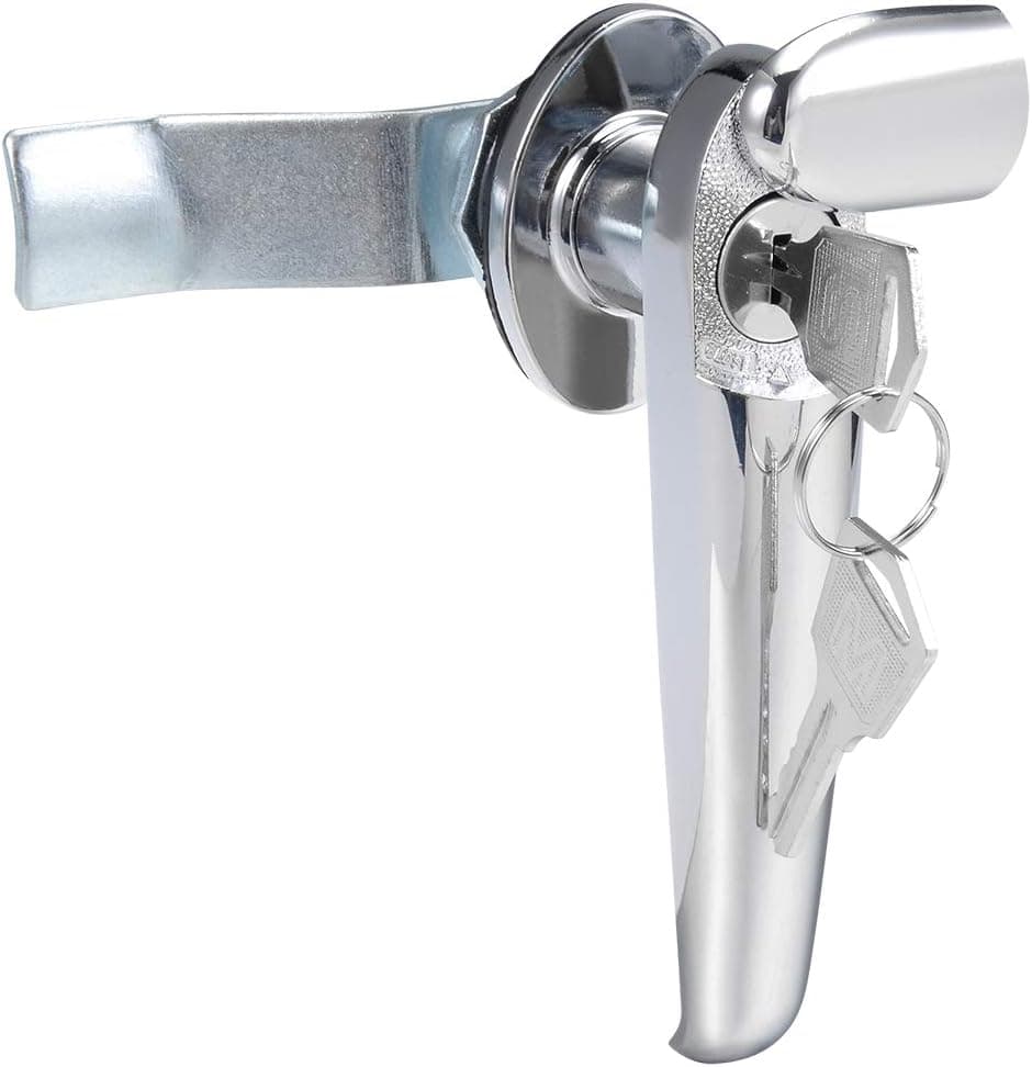 uxcell® Level Handle Cam Lock, Zinc Alloy Chrome Finished L Shape w Keys MS308-2