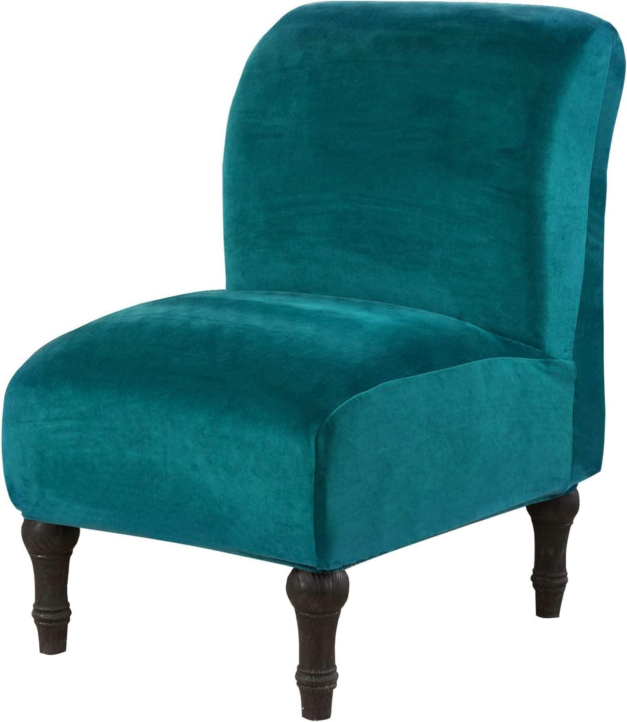 Armless Accent Chair Cover, Stretch Armless Chair Slipcover Velvet Armless Chair Covers Slipper Chair Slipcover Furniture Protector Covers for Living Room Bedroom(Velvet, Teal)