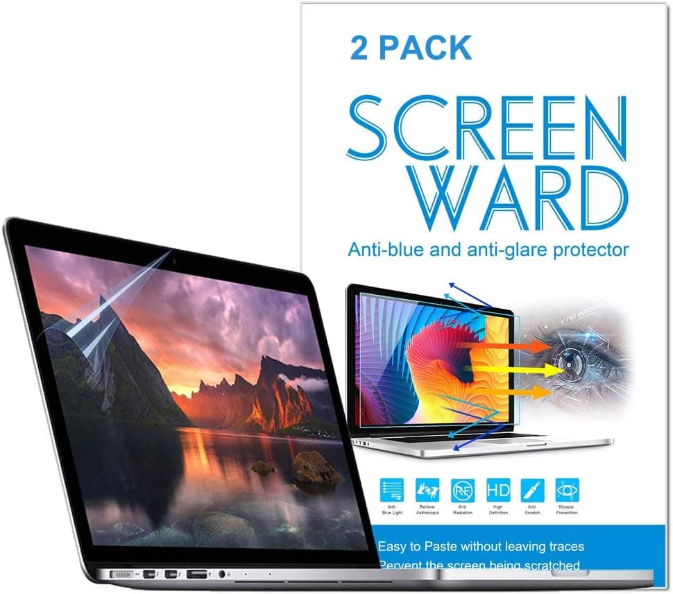 2 Pack Anti Blue Light Anti Glare Screen Protector Compatible with MacBook Air 13 A1932 A2179 with Retina Display and Touch ID, Screen Protector, Anti Glare Filter Filmand Anti Fingerprint Shield