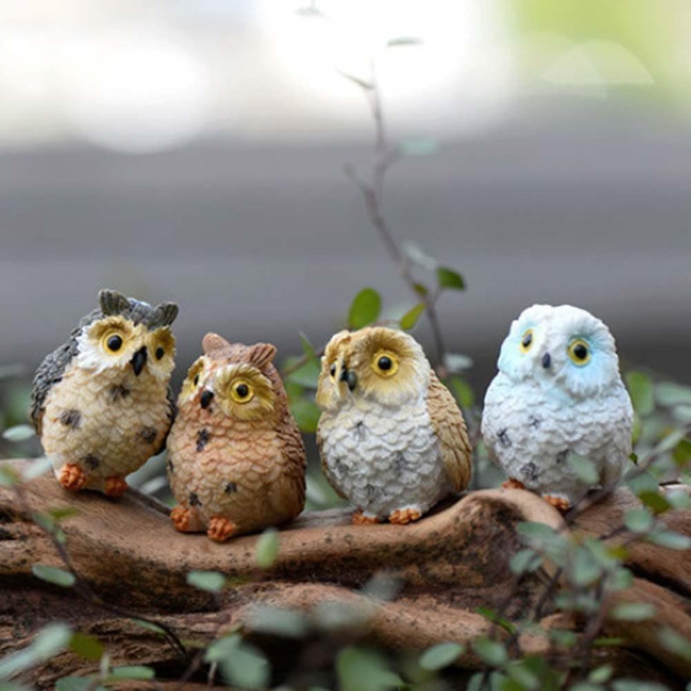 WDFS Resin Owl Figurine Statue Model Gift Ornament Home Garden Decor Hot(Color Random)