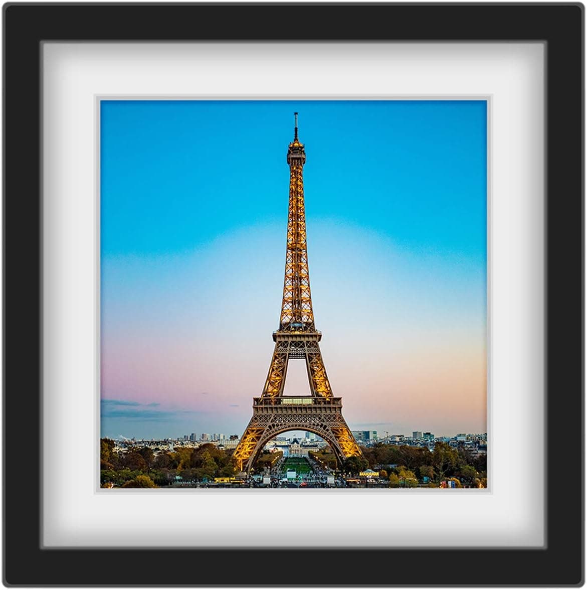 ZETYC 10x10 Black Picture Frame - Made to Display Pictures 6x6 (with Mat) Or 8x8(with Mat) Or 10x10(Without Mat)