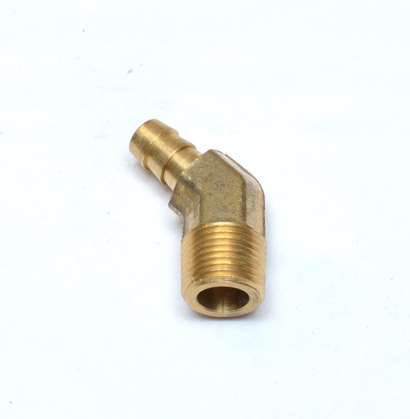 FasParts 3/8" Hose ID/Hose Barb to 3/8" Male NPT MIP MPT 45 Degree Elbow Brass Fitting Fuel/Air/Water/Boat/Gas/Oil WOG