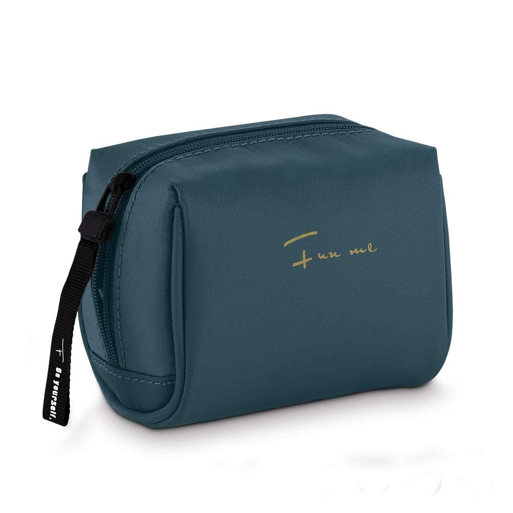 Travel Makeup Case, Funme Portable Cosmetic Bag Handy Makeup Bag Organizer Roomy Nylon Storage Train Cosmetic Pouch for Makeup Brushes Lipstick Nail Polish Toiletry Jewelry Digital Accessories (Blue)