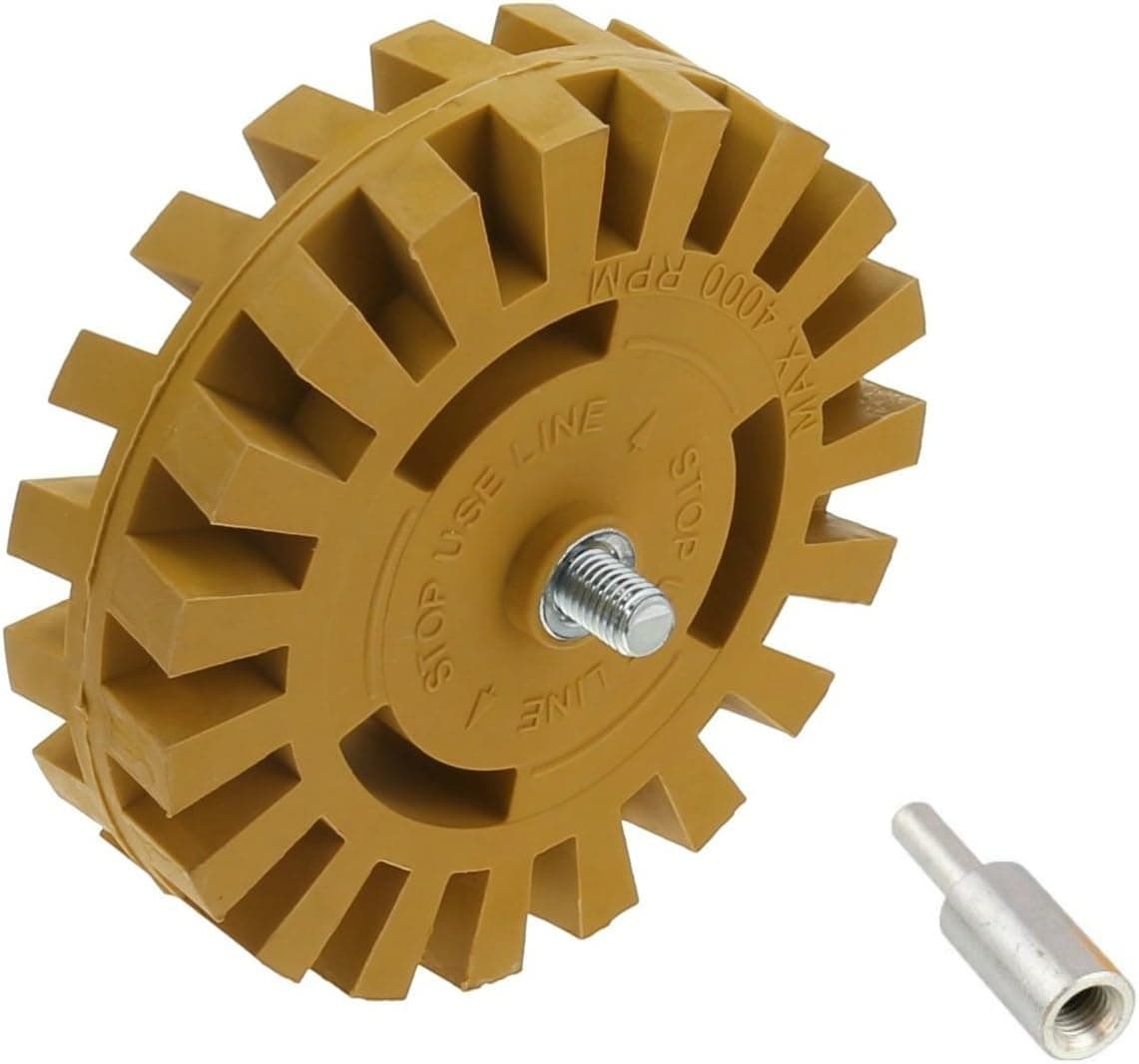 DocaDisc Decal Removal Eraser Wheel Tool Kit - 4 inch Rubber Power Drill Attachment for Removing Pinstripes, Stickers, & Adhesive Vinyl Decals from Cars, Rvs, Boats and More