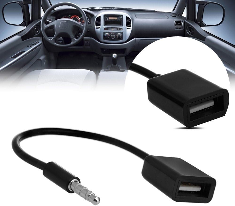 Josi Minea x 3 Pcs 3.5mm Male AUX Plug to USB Type A Female OTG Host Adapter Converter Cable Cord Audio Headphone Extender Jack for Car MP3 - Black [ 3 Pack ]