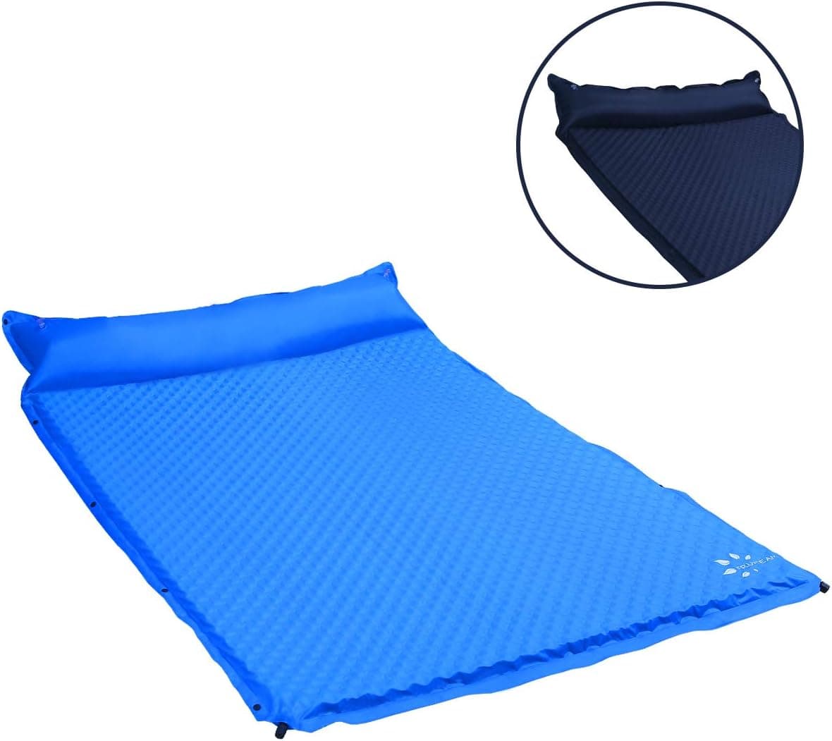 YOUKADA Self-Inflating Sleeping Pad for Camping 2 Person Sleeping Pad Double Foam Pad Mat for Backpacking (Dark Blue, Large)