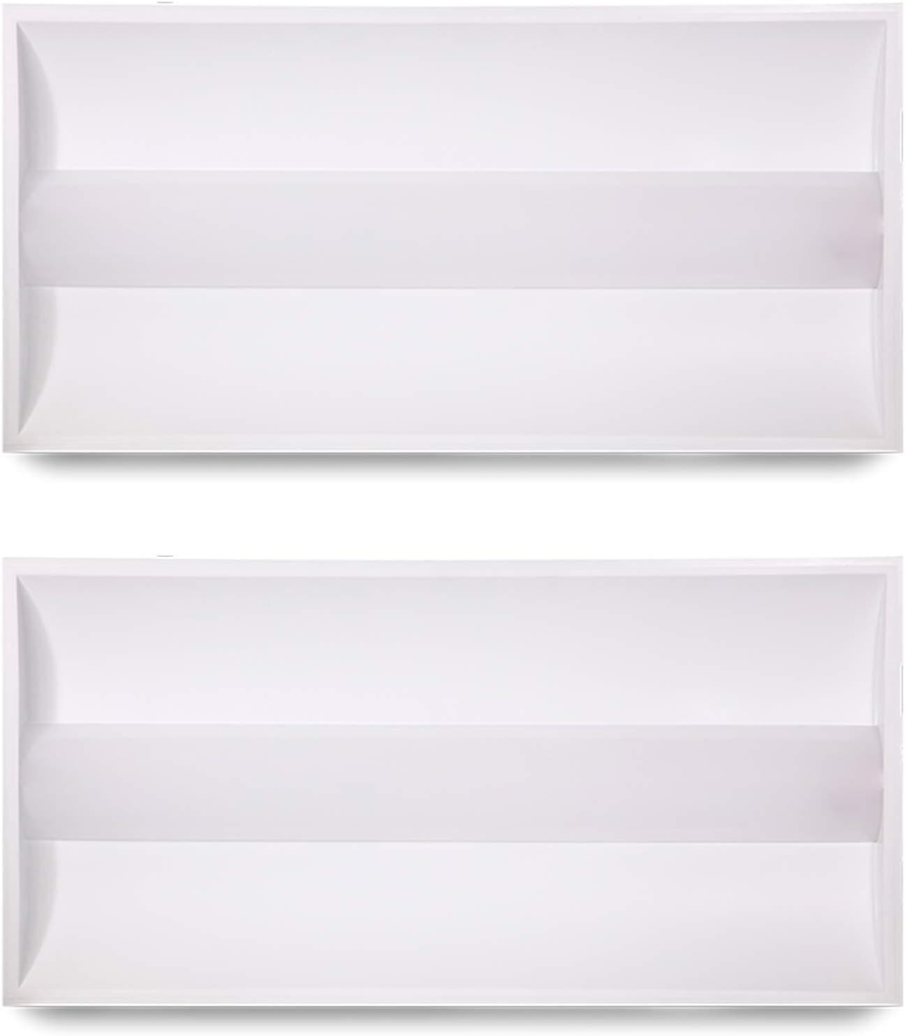 LED 2x4 Center Basket Troffer Panel (2 Pack) 50W; 10 Year Warranty; 6500 Lumens; 120V-277V AC/DC; 0-10V Dimmable; 50,000 Life Hours; CRI>80; UL/DLC Listed (Warm White 3500K)