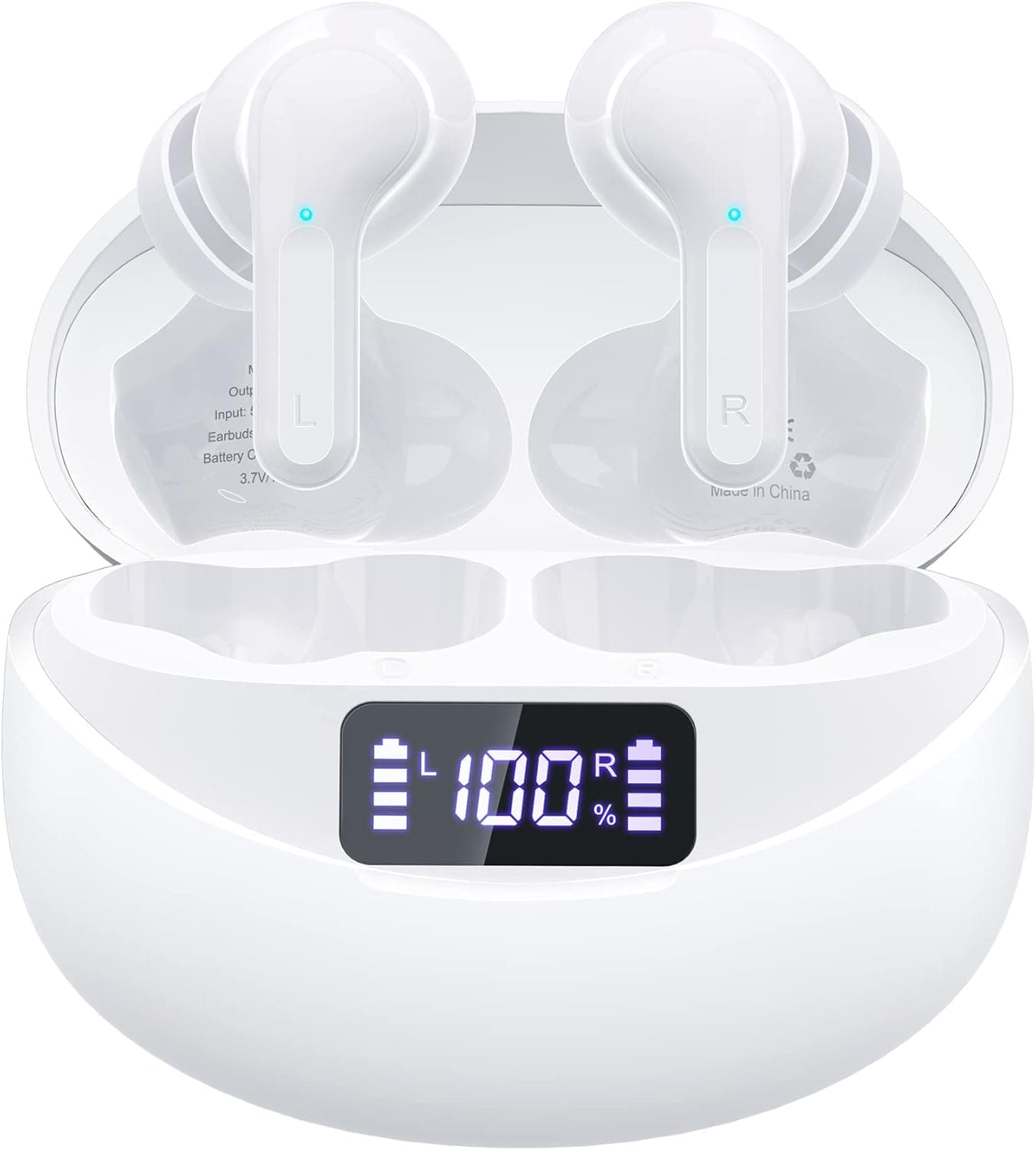 Eumspo Wireless Earbuds Bluetooth V5.1Earbuds 35H Playtime Stereo Sound in-Ear Bluetooth Headphones IPX7 Waterproof Touch Control Wireless Headphones with Charging Case for Sports Workout Running