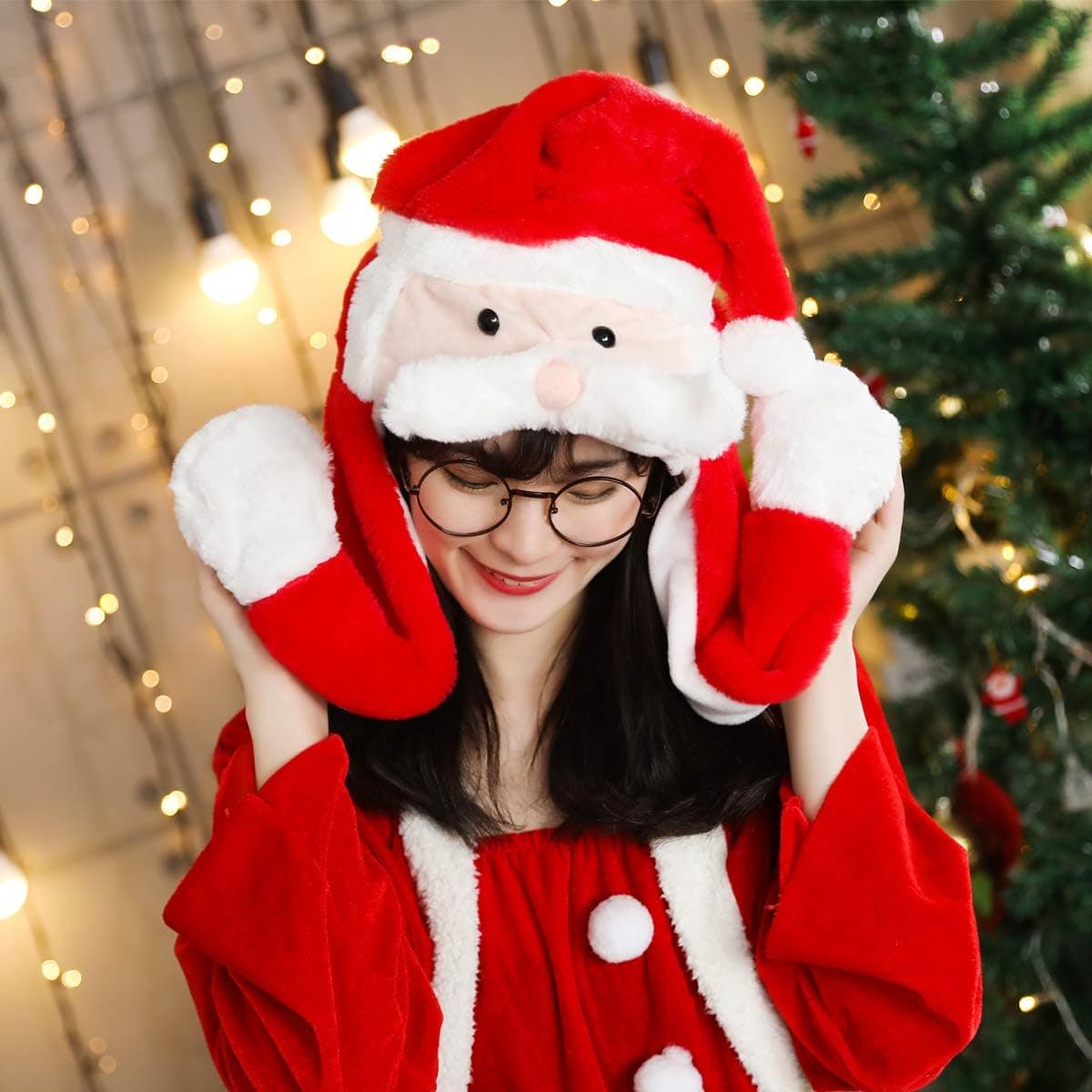 HagieNu Christmas Hat Santa Hat Xmas Holiday Hat for Adults Christmas Festive Party Supplies