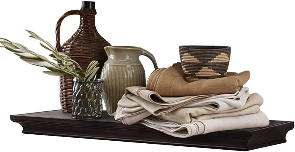 AHDECOR Deep Floating Shelves Display Ledge Shelf with Invisible Blanket, 24 inch, Espresso Brown