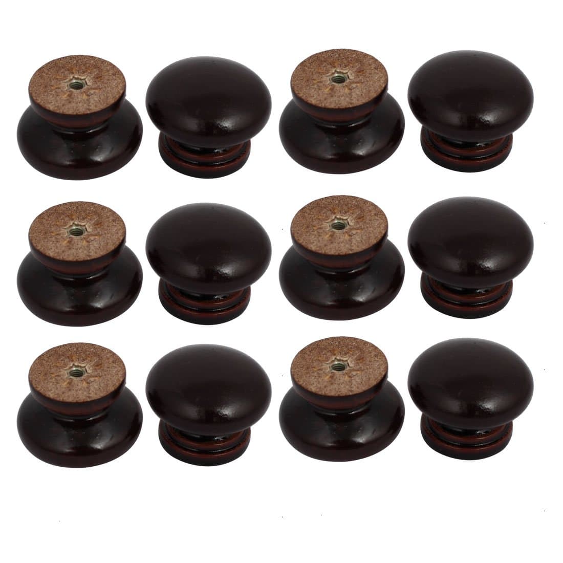 Uxcell a17011700ux0294 Uxcell a17011700ux0294 Cabinet Drawer 34mmx26mm Single Hole Wooden Pull Knobs Handles Dark Brown 12pcs, Wooden (Pack of 12)