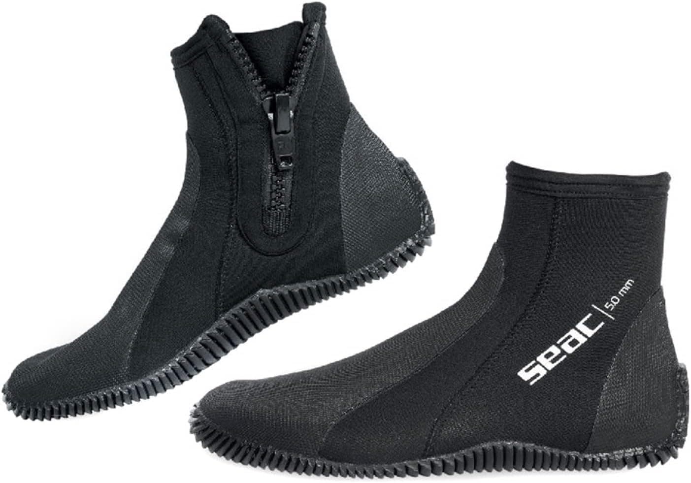 SEAC Regular 5mm Neoprene Reinforced Underwater Scuba Diving Boots with Side Zipper