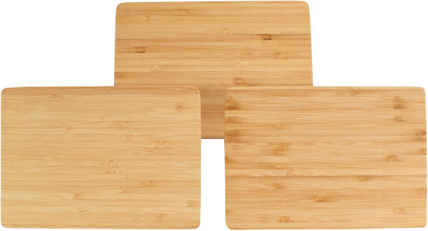 BambooMN Small Premium Bamboo Serving and Cutting Board, Charcuterie, Home and Everyday use - 7.9" x 5.5" x 0.4" - 10 pcs
