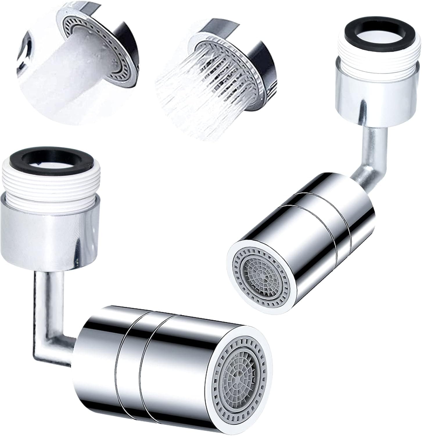 2pcs 720° Swivel Sink Faucet Aerator, Two Modes Can Concentrated Water and Disperse Water, 4-Layer Filter Device, Suitable for Kitchen, Bathroom (2)