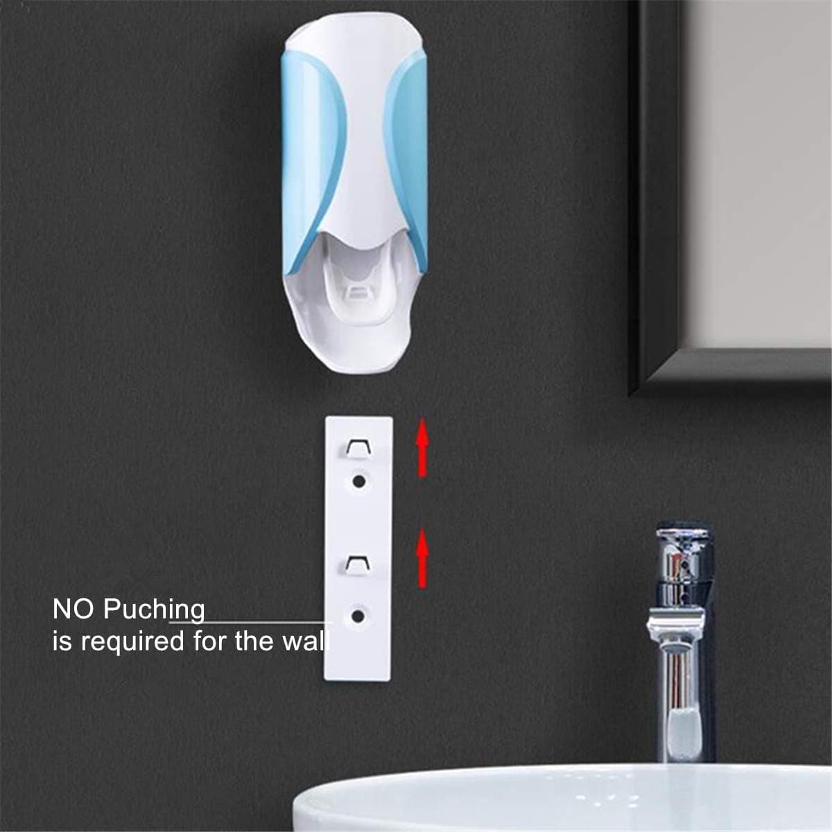 Hands Free Childrens Toothpaste Dispenser Wall Mounted /Kid Toothpaste Squeezer for Family Washroom Bathroom (Blue)
