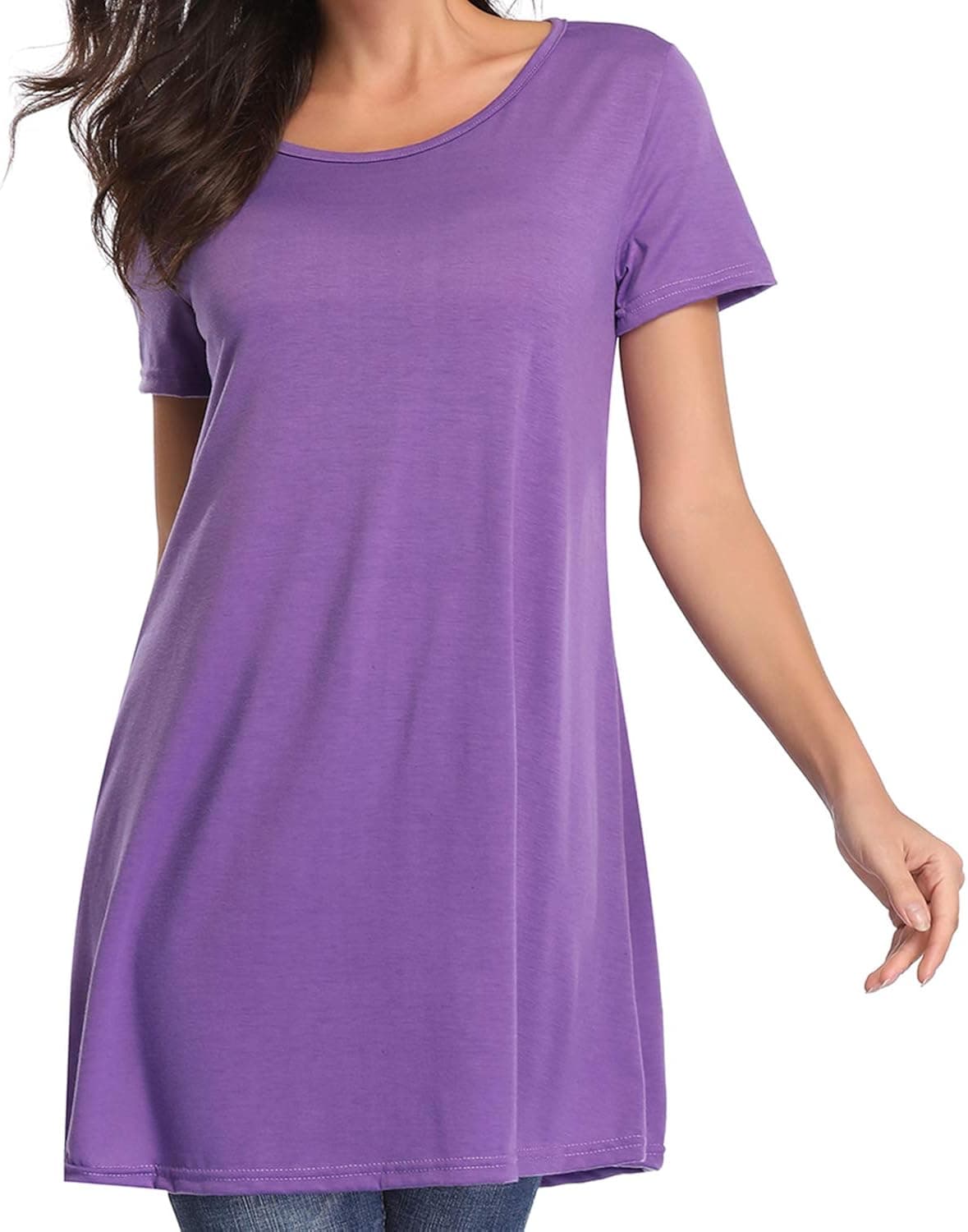 Chalier Women's Flare Tunic Tops Casual Short Sleeve T Shirt Loose Flowy Tunic