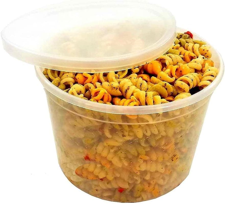 Foam Pak US 64 oz. (1/2 Gallon) Plastic Freezer Food Storage Deli Soup Container Tubs w/Lids - 100% BPA Free (Pack of 60 Sets)
